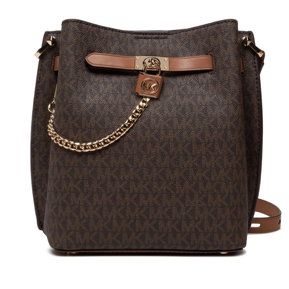 Michael Kors Dark Brown Shoulder Bag with Gold Accents
